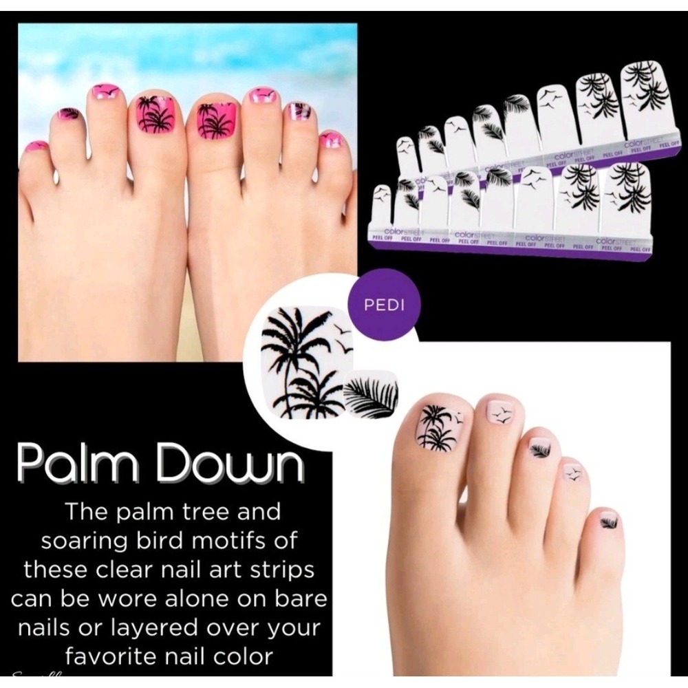 Color Street Pedicure Nail Polish Strips PALM DOWN Overlay Retired